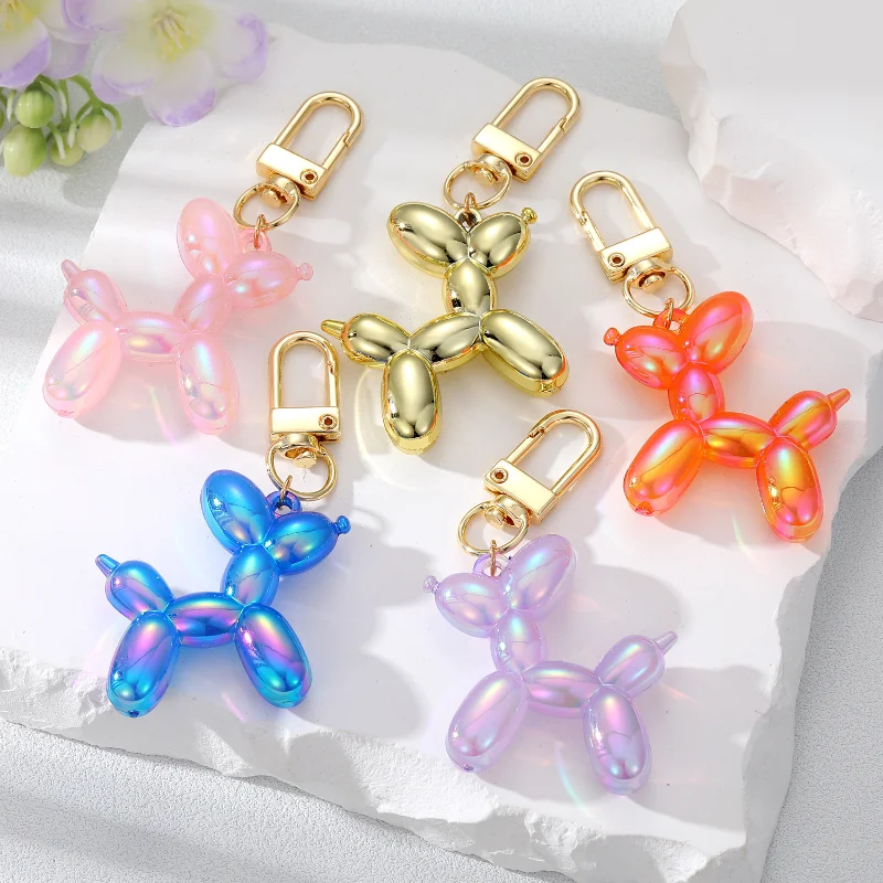 

2023 New Fashion Art Trendy Laser Balloon Dog Colorful Key Chain Bag Pendant Cartoon Creative Small Animal Pendant Decoration