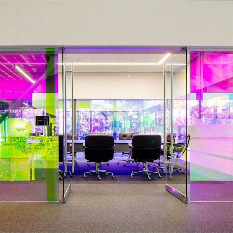 

Rainbow Glass Window Film Waterproof Decorative Adhesive Colorful Rainbow pet film for building glass Chameleon Window Tint