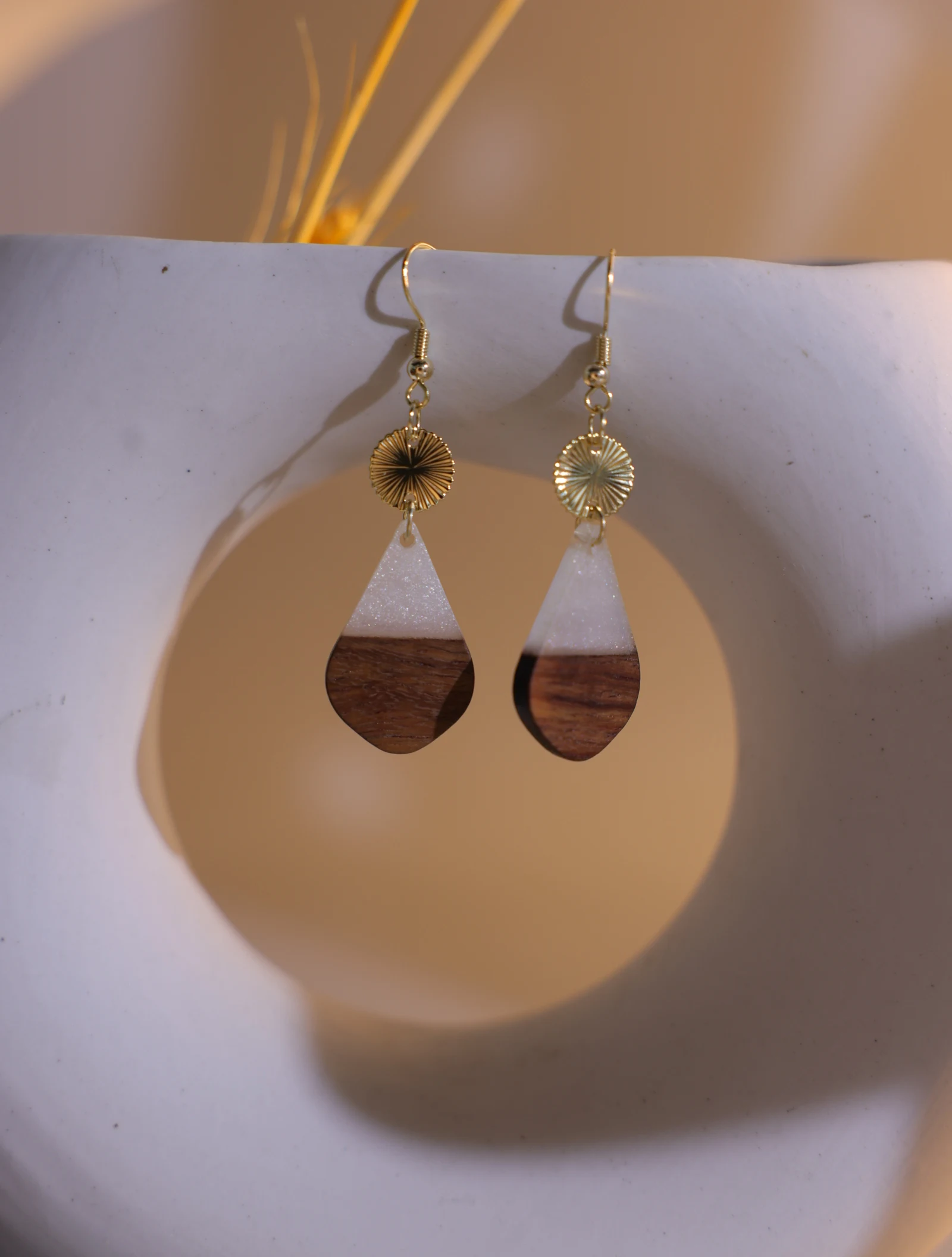 1 Пара Круглых Серег В Стиле Ретро Деревянные Бусины Висячие Серьги С Каплями