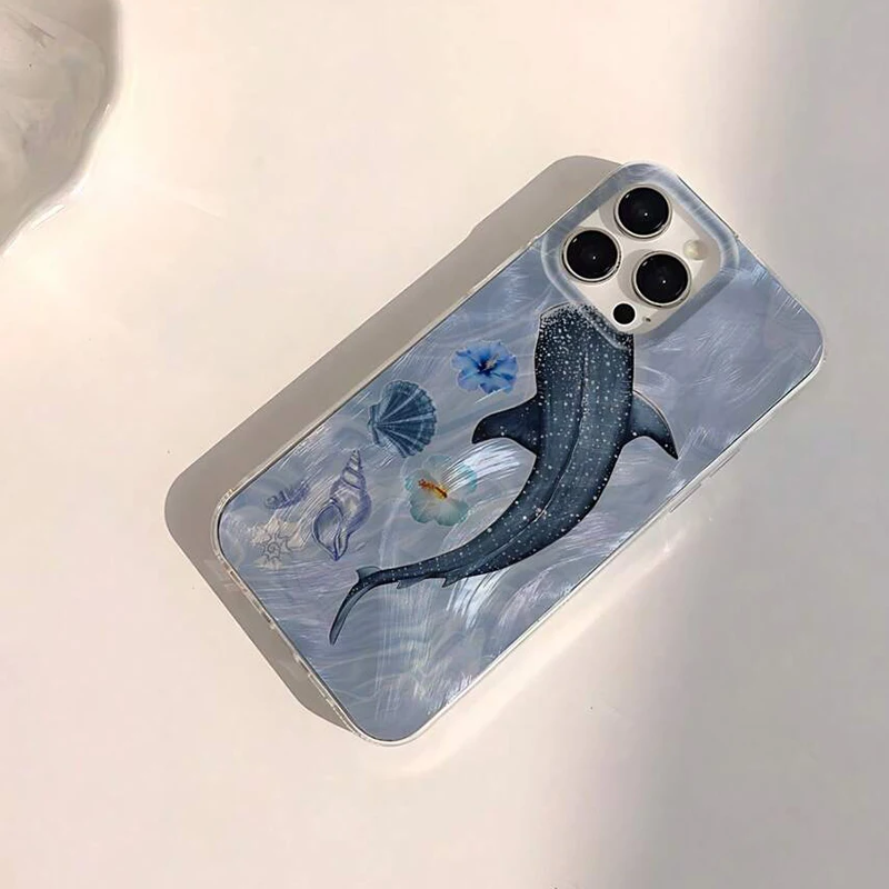 Фото Чехол для телефона с дизайном океанской акулы и кита для Xiaomi Redmi 14C 13C 4G Redmi Note 14 13 12 Pro Plus5G 12S 11 10, противоударный чехол-бампер №4