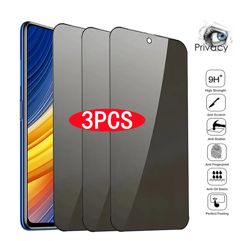 1-3Pcs Privacy Screen Protectors for Xiaomi Redmi Note 10 9 8 Pro 9s 10s 8T 9T Anti-Spy Tempered Glass for Poco X3 Pro NFC F3 M3