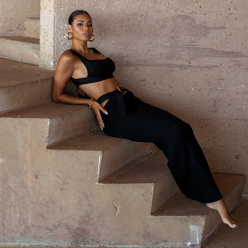 Elegant Knit Rib 2 Piece Set Women Summer Sexy Tank Crop Top And Belt Hollow Out Long Skirts Skinny Club Party Outfits Suits 3 Elegant Knit Rib 2 Piece Set Women Summer Sexy Tank Crop Top And Belt Hollow Out Long Skirts Skinny Club Party Outfits Suits 3