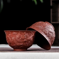 230ml purple clay bowl handmade tea set tea bowl chinese dragon pattern clay pot gift birthday decoration good one