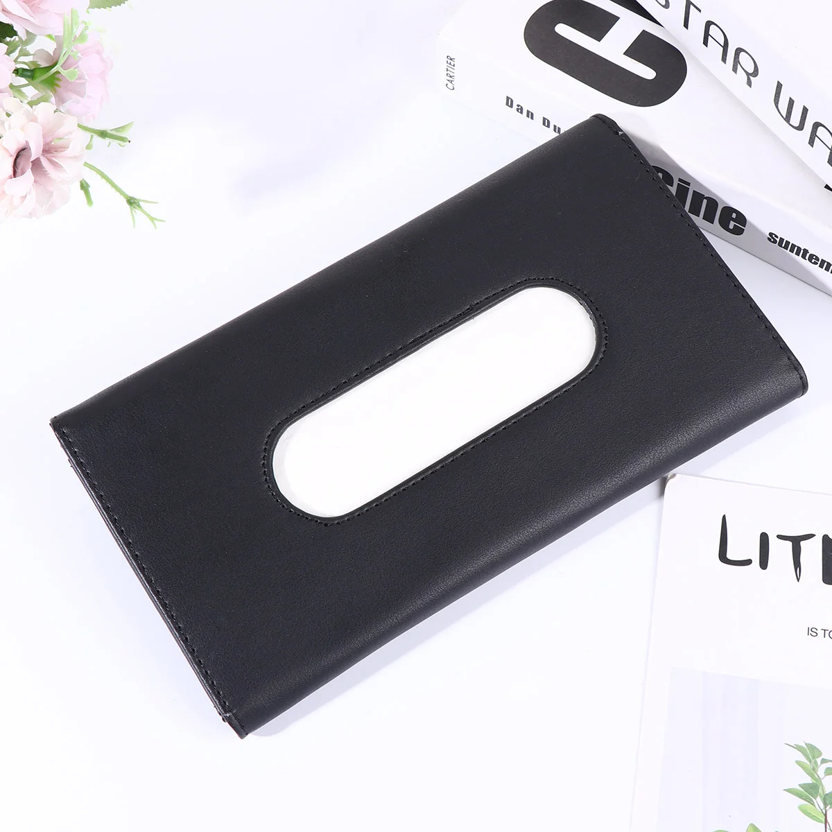 

Car Interior Napkin Holder Paper Tissue Dispenser Suncatcher Backseat Case Sunshades Visor Pu Container Box