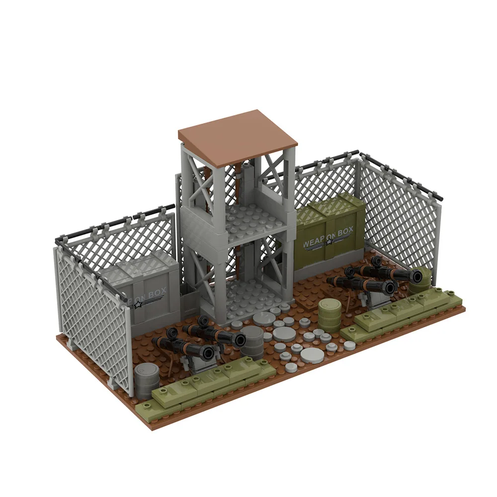 Фото Конструктор MOC: Военная база-наблюдательная вышка, крепость из мешков с песком, защитная сетка, казармы. Совместим с LEGO. №2