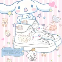2022 cinnamoroll high top canvas shoes cartoon cute student casual shoes 35 40 size kawaii anime plush toys birthday gift