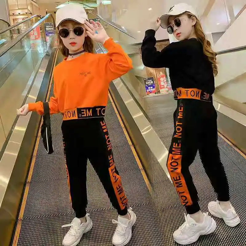 

Girls' Sweater Suit Spring Autumn Children'S Clothing Long-Sleeved Casual Top+Casual Trousers Big Kids Sports Clothes Sets