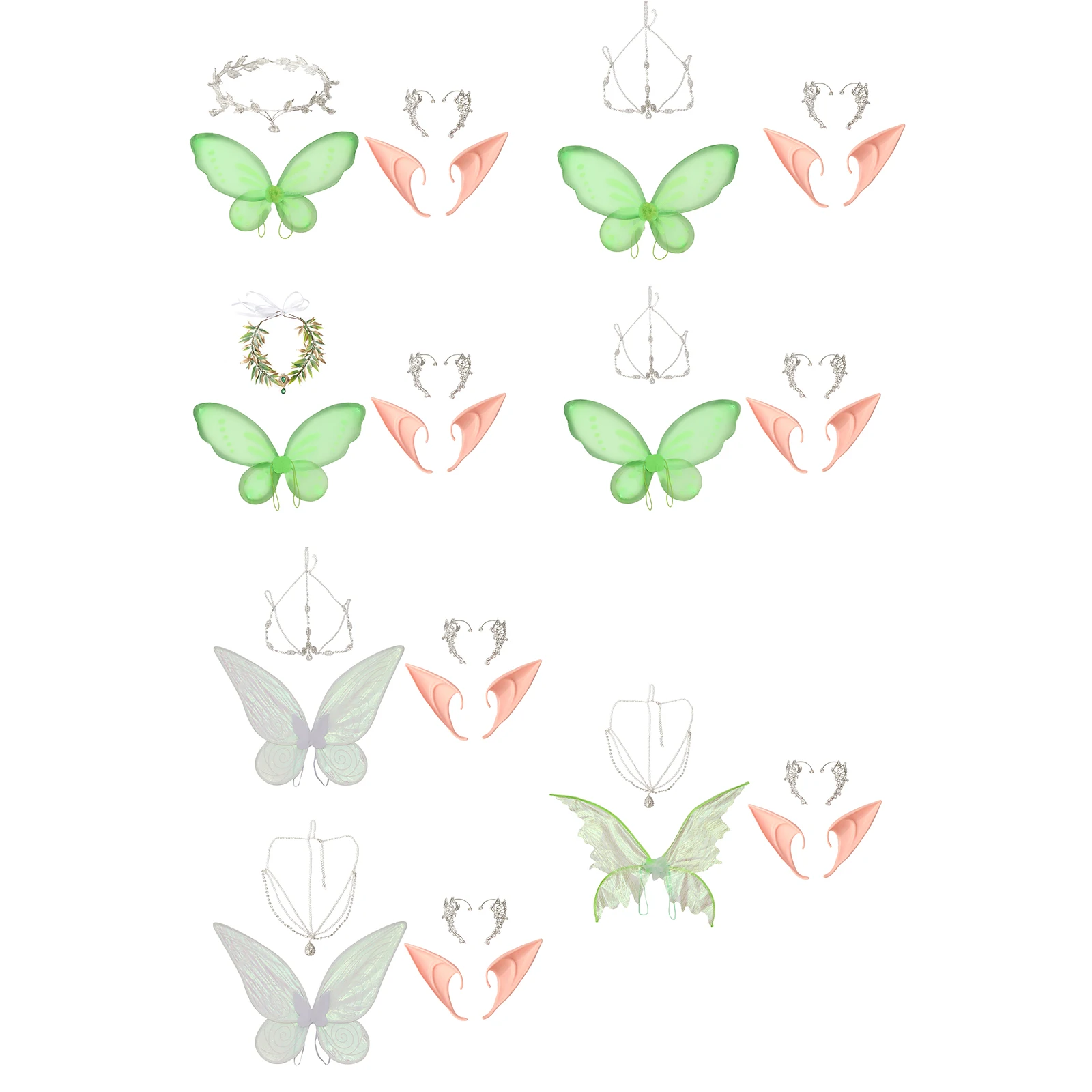 Женские крылья эльфа-бабочки феи на Хэллоуин с серьгами лбу комплект ушками для