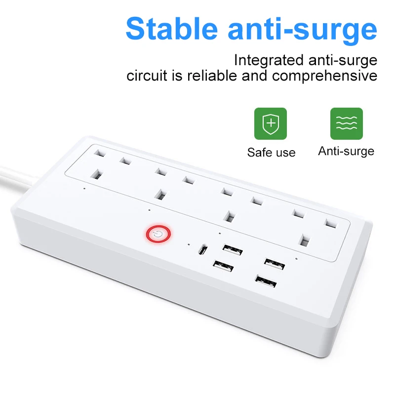 

LDNIO Smart Power Strip UK USB Plug 4 AC Outlets 5 USB Ports Phone Charge With Extension Cord Indoor WiFi Smart Plug