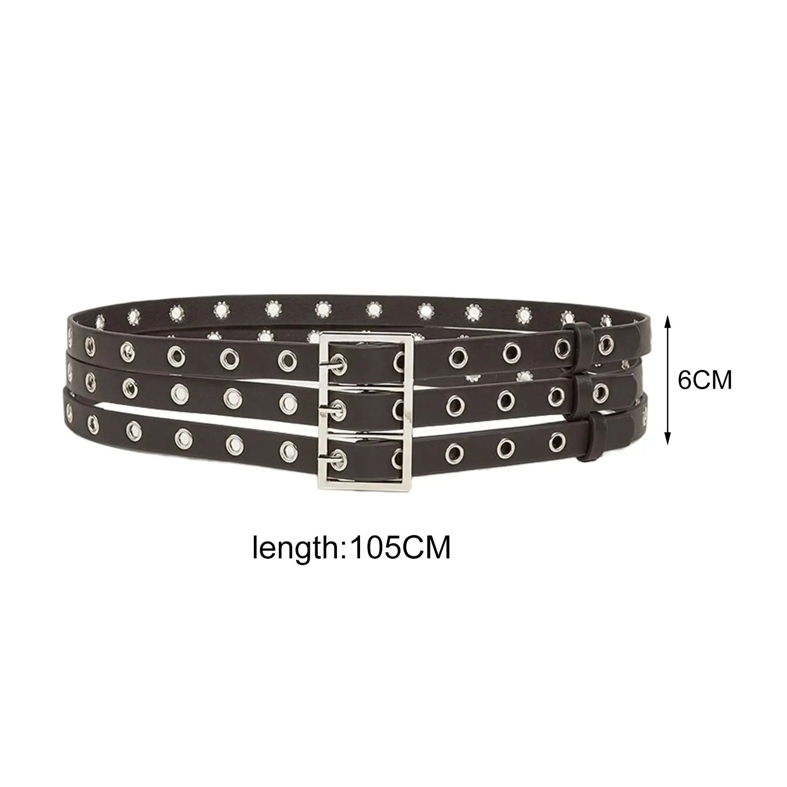 

105cm Three Grommet Belt Width 6cm Waistband Rock Strap Women PU Leather Punk Waist Belt for Pants Jeans Corset Skirt Casual