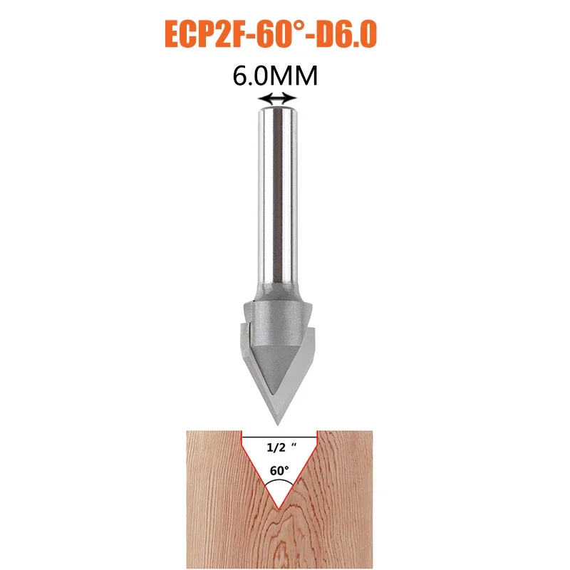 1 шт. V-образные концевые фрезы 3D-фрезы из твердосплавной стали V-образные концевые фрезы с фаской Деревообрабатывающие фрезы, 60 90 градусов хвостовик 6 8 1/4 дюйма