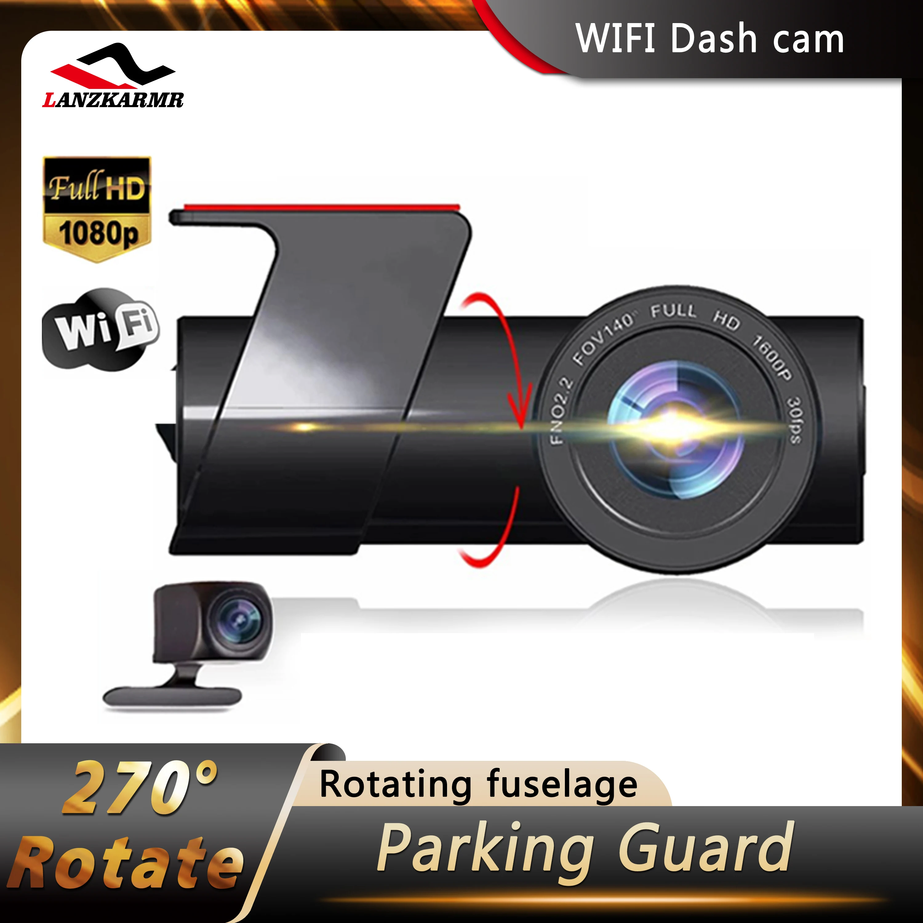 

Автомобильный видеорегистратор FHD 1080P, скрытый мини-фонарь с прямым подключением Wi-Fi, 170 широкоугольный двойной объектив