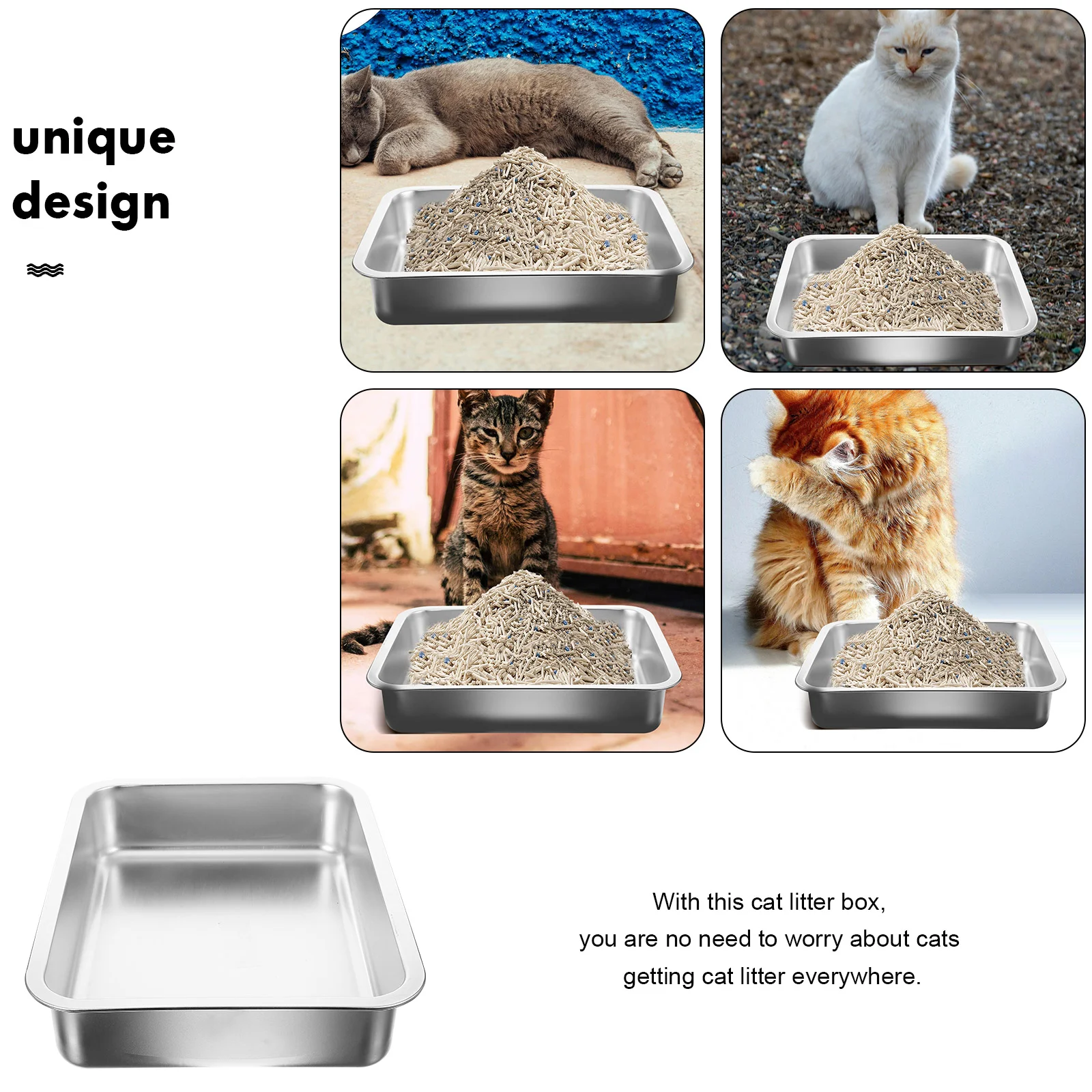 Ящик для кошачьего туалета из нержавеющей стали чаша воды бытовой туалет