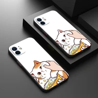 cartoon cute pinch face cat phone case for funda iphone 13 12 11 pro max mini x xr xs max 6 6s 7 8 plus back celular coque