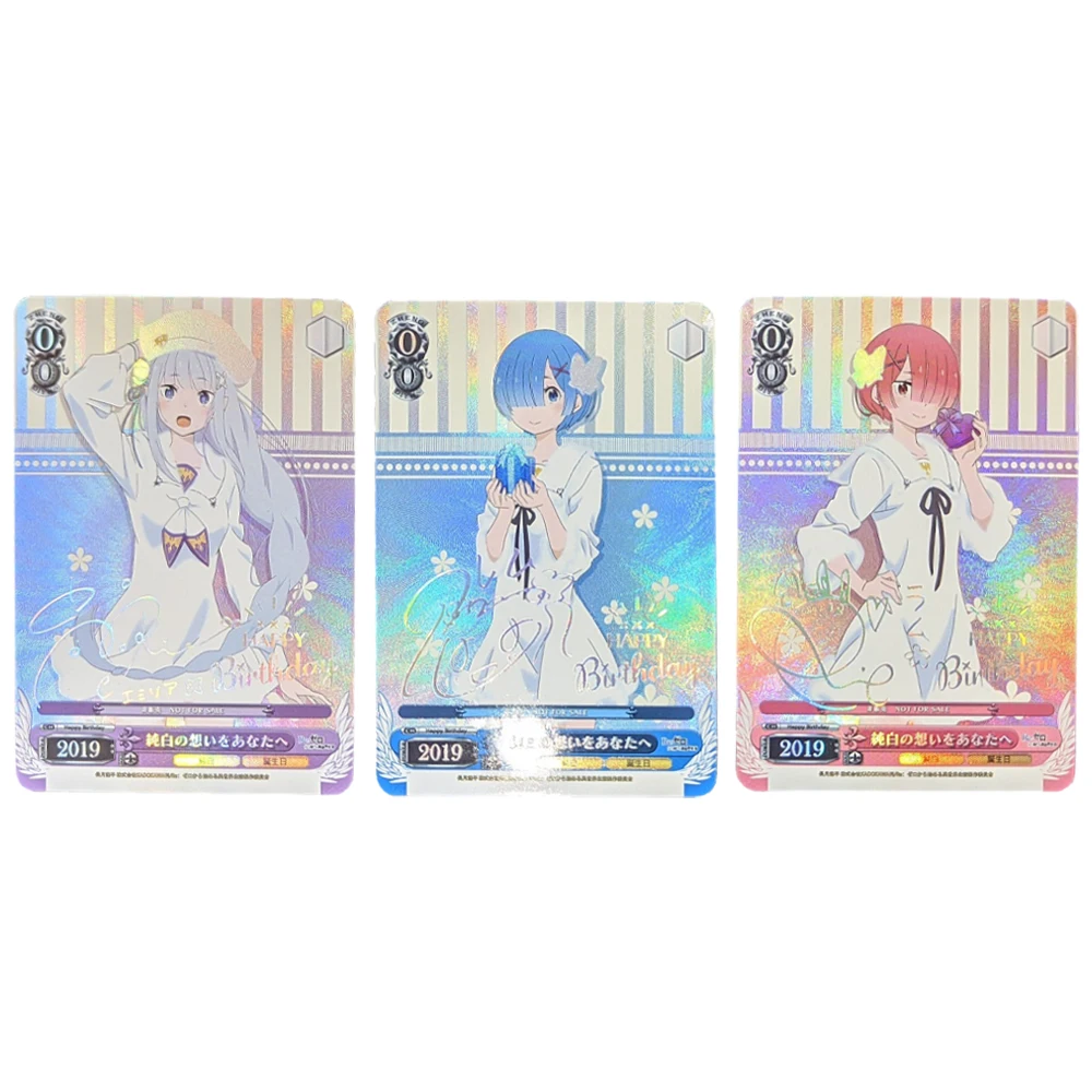 Флэш-карты Rem преломляющие горячее тиснение 3 шт./набор карта подписи ACG Kawaii Ram Emilia