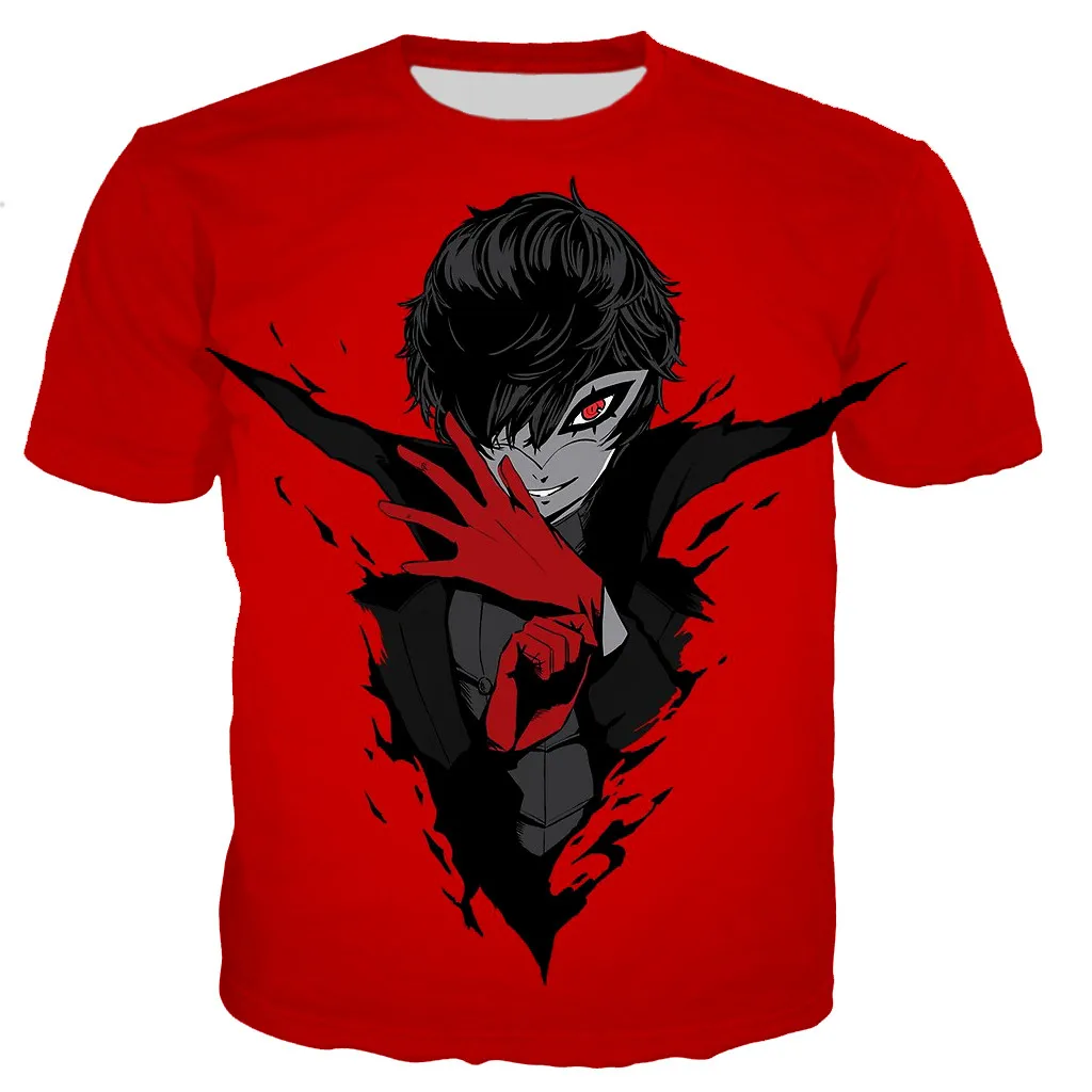 Летняя модная дышащая универсальная парная футболка унисекс Persona 5 с круглым