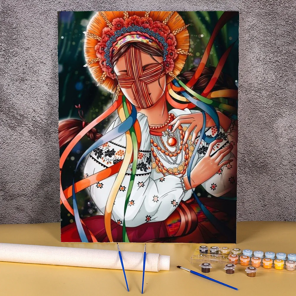 Раскраска по номерам крест женский набор для рисования сделай сам акриловые