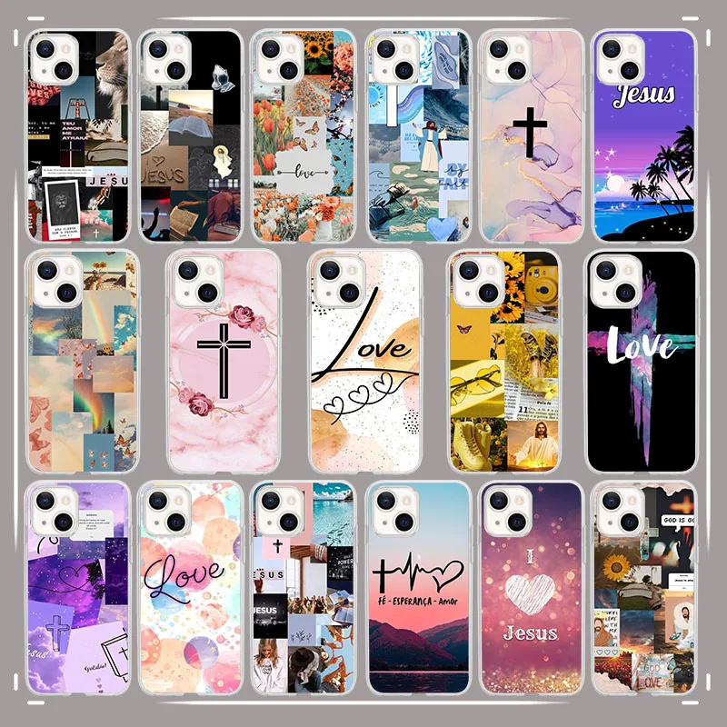 AU-32 Przezroczyste etui Jesus God Loves для Samsung A23 A52S A22S A55 A35 A25 A15 A34 A54 M23 M33 M52 M53