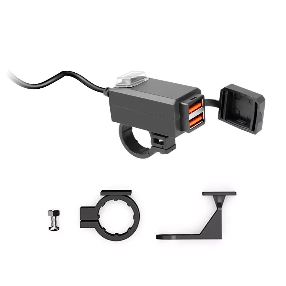 

Motorcycle Vehicle-Mounted Charger Waterproof USB Adapter 12V Phone Dual Quick Charge 3.0 With Switch Moto Accessory