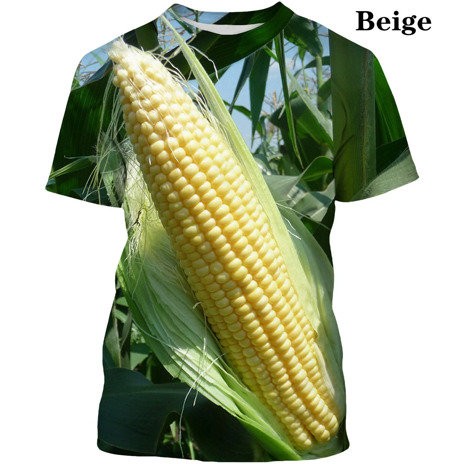 

Summer New 3D Corn Print T-shirt Fashion Trend Casual Top 3D Printed T Shirt Summer Fashion Short-sleeved Loose T-shirt