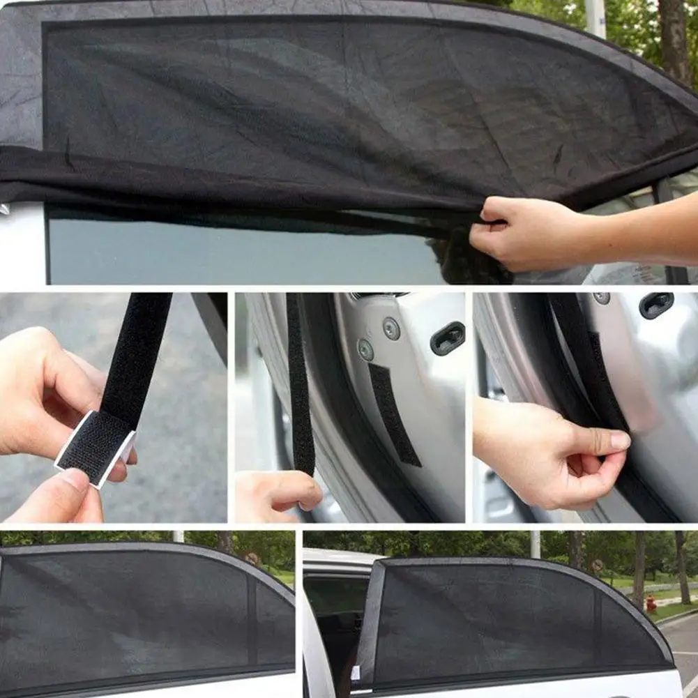 

2 Pack Universal Car Window Grille Rear Side Window Sun Shade UV Protection Anti-mosquito Back Door Mesh Curtain For Sedan W5V0