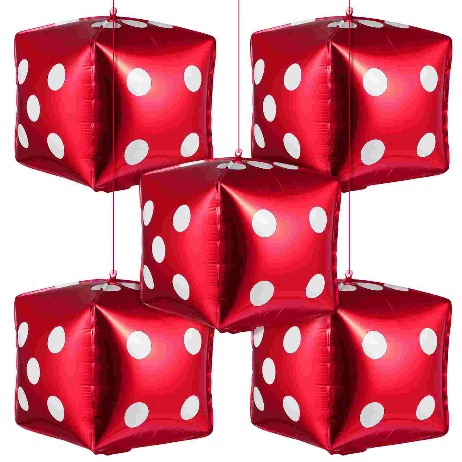 

Balloons Dice Decorations Party Aluminum Cube Decors Square 90S Casino Red Balloon Decorative Creative Playing Latex Large Vegas