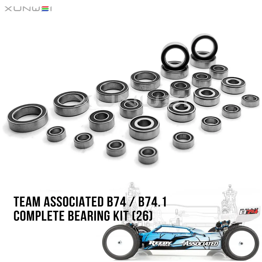 

26pcs Complete Bearings Kit Chrome Steel for 1/10 Team Associated B74 B74.1 RC10B74.1 Team Kit Buggy Off-road RC Car