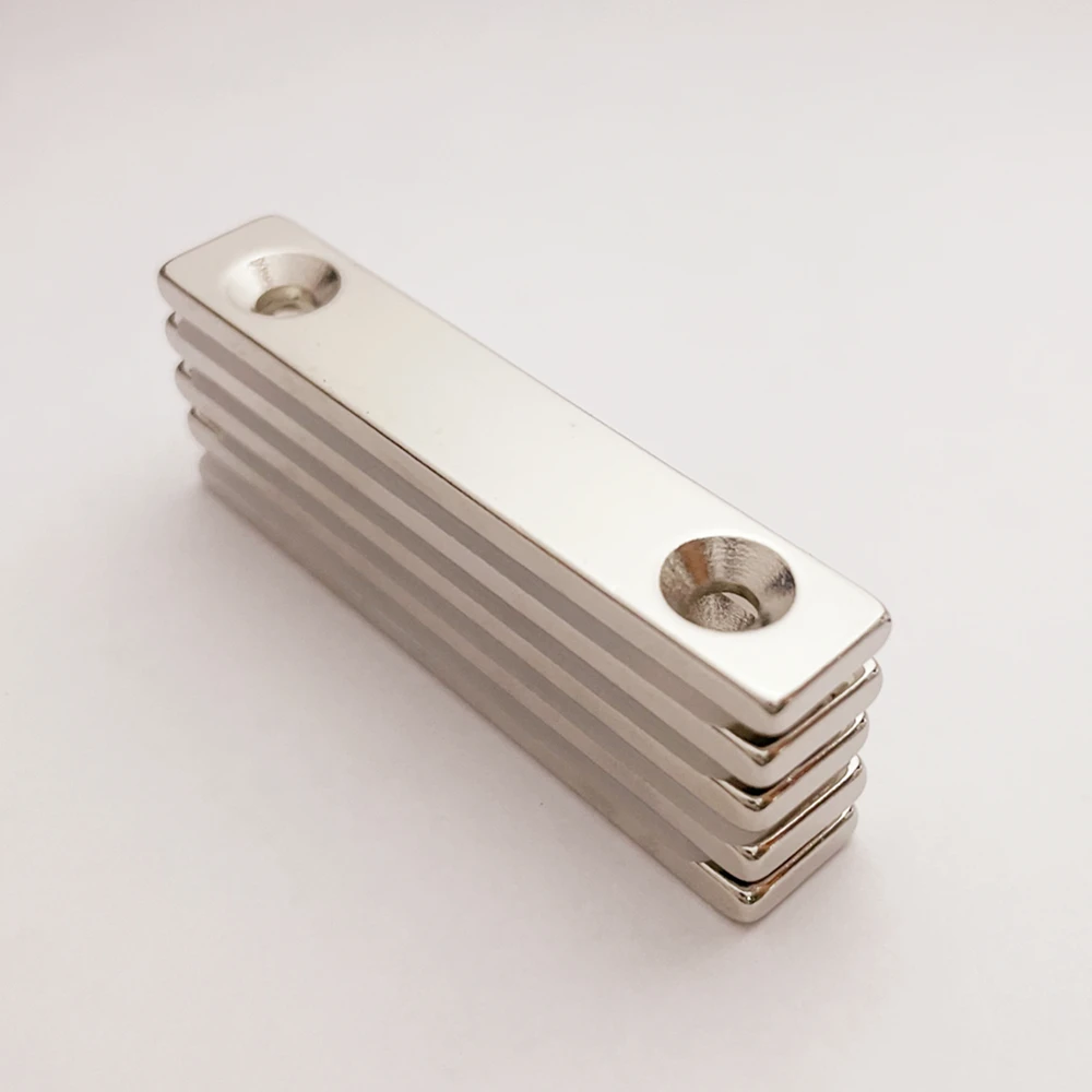 5PCS Rectangle Super Strong Magnet Block Magnetic DIY Parts Mounting Neodymium 50x10x3mm With Two M3 Countersunk Holes - купить по
