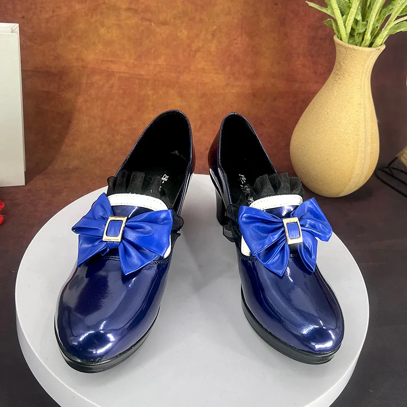 Игра GenshinImpact Focalors реквизит для косплея обувь Furina в стиле ретро нежный синий бант