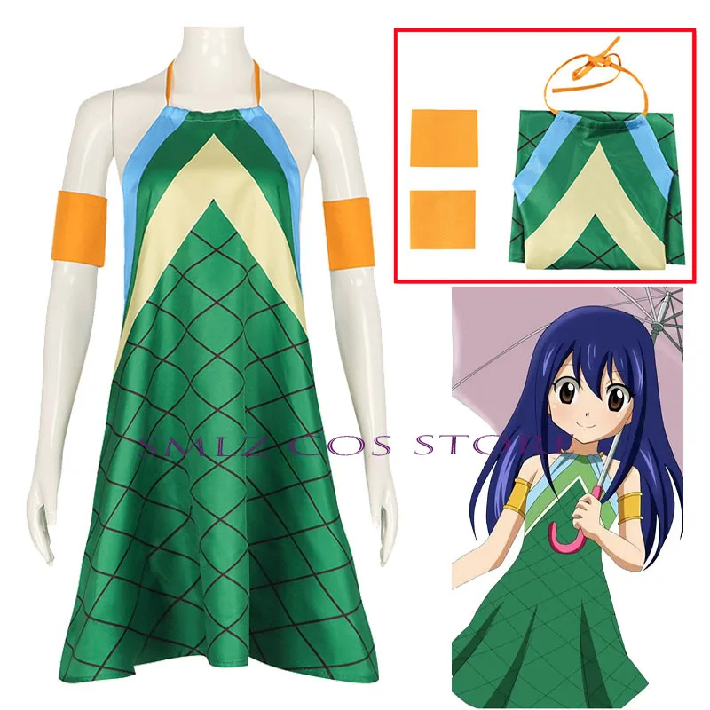 

Wendy Marvell Cosplay Anime Fairy Tail Costumes Dress Halloween Party Uniform For Women