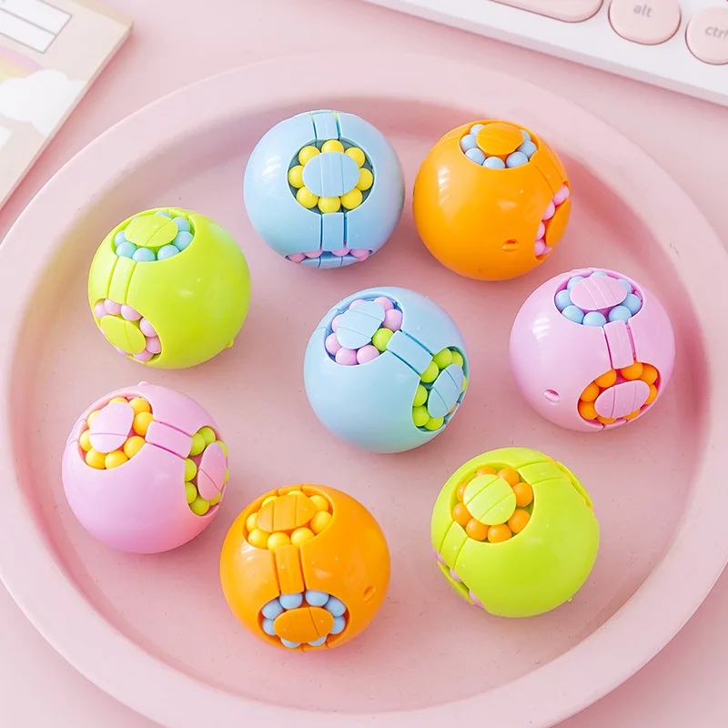 

4Pcs Mini 3D Ball Rotating Magic Cube Beans Puzzle Intelligence Toys Kids Adults Birthday Party Favors Pinata Fillers Goody Bag