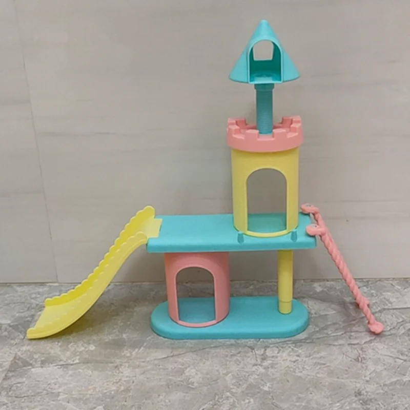 

17cm Doll Accessories Doll Amusement Park Facilities Mini Castle Models Building Blocks Assembly Slides and Props