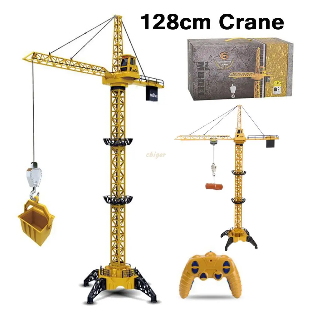 

Upgraded Version Remote Control Construction Crane 6CH 128CM 680 Rotation Lift Model 2.4G RC Tower Crane Toy For Kids Gift