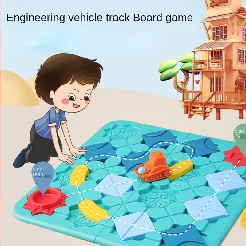 

Road Maze Engineering Vehicle Track Board Game Children's Puzzle Concentration Logical Thinking Training