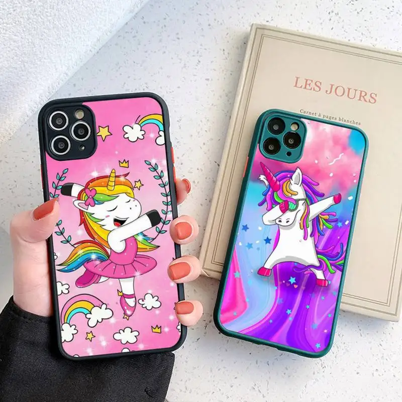 

Pink Unicorn Rainbow Phone Case for iPhone 14 11 12 13 Mini Pro Max 8 7 Plus X XR XS MAX Translucent Matte Cover