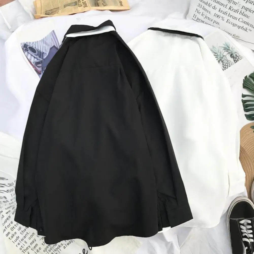 

Stylish Relaxed Fit Single Breasted Shirt Blouse Girls Shirt Spring Autumn Streetwear