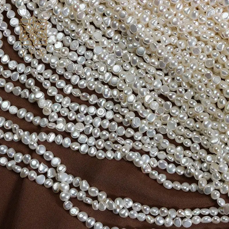 

3-4mm Cultured Baroque White Freshwater Pearl Beads Small Size Irregular Natural Spacer Stone 40 Cm Strand Jewelry Making 2023