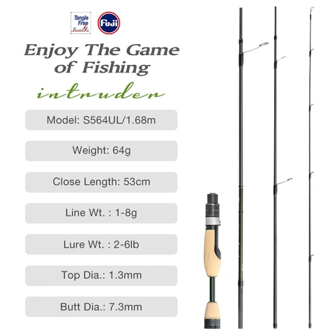 Спиннинговое удилище TSURINOYA INTRUDER 1,6 м, 1,68 м, 4-секционное спиннинговое кастинговое удилище для форели, окуня, щуки, средне-быстрое пресноводное портативное рыболовное