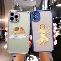 cartoon angel baby phone case matte translucent for iphone apple 12pro 13 11 pro max mini xs x xr 7 8 6 6s plus se 2020 cover