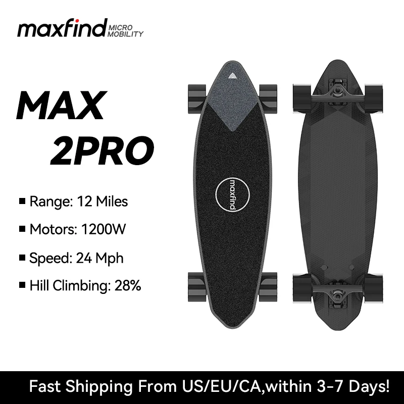 

Maxfind Mini Electric Skateboard 1200W Dual Motor Drive Short Skateboard Deck Longboard protable street cruiser for adults teen