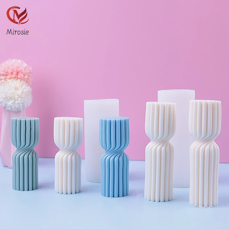 

Mirosie Round Spiral Striped Column Candle Silicone Mold DIY Aromatherapy Plaster Decoration Epoxy Resin Molds Candle Making Kit