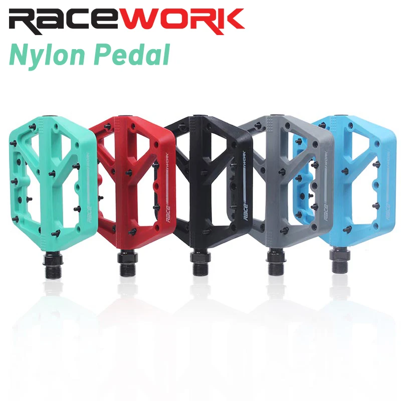 

RACEWORK MTB Bike Ultralight Seal Nylom Pedal Road BMX Platform Pedal Bearings Flat Mountain Bicycle Pedals Bike Parts