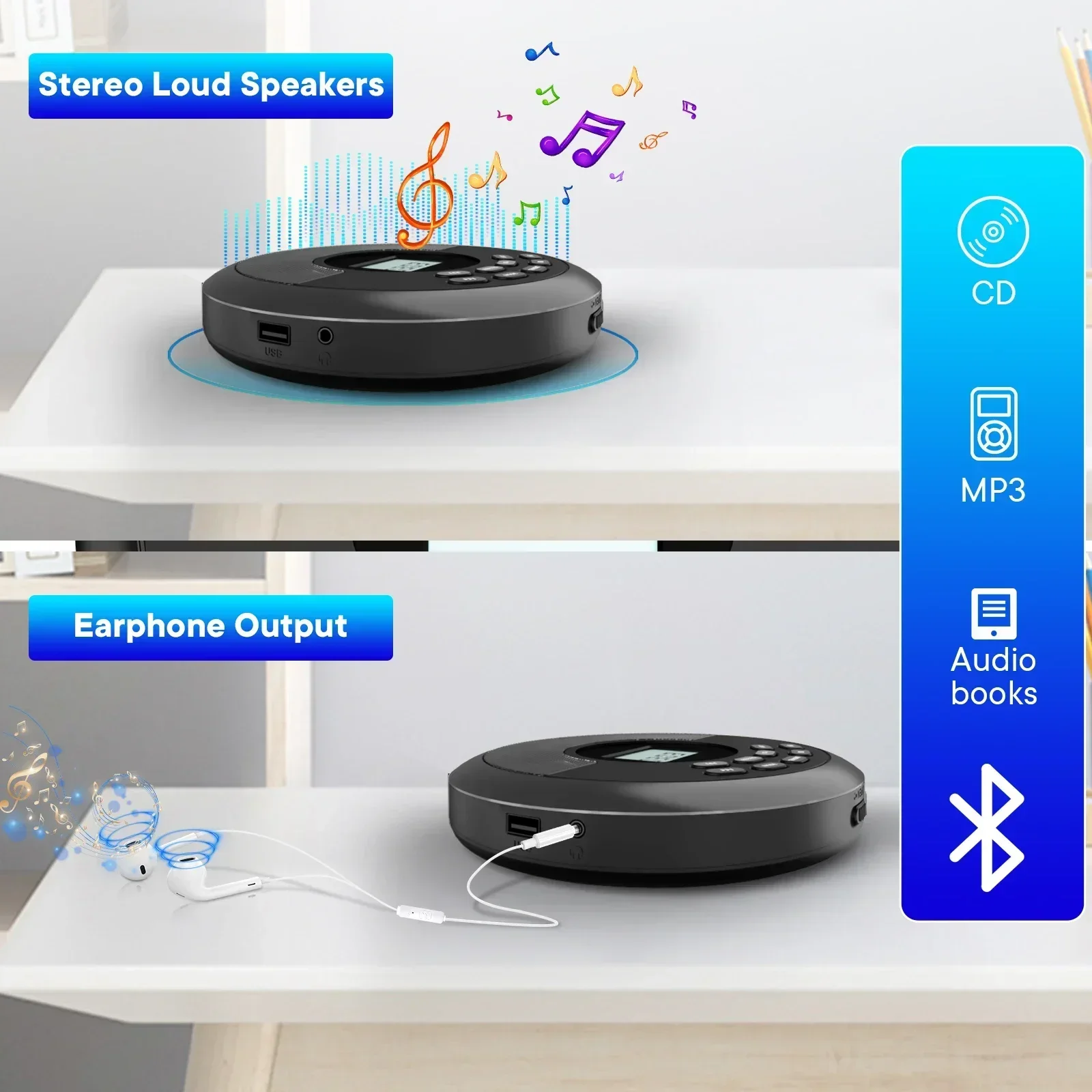Перезаряжаемый Discman с динамиками Walkman
