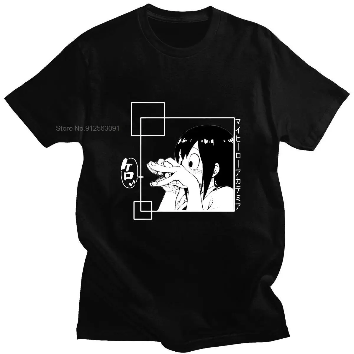 

Anime Kawaii My Hero Academia Classic Summer T-shirts Short-sleeve Tshirt Tsuyu Asui Froppy Pattern Print Men T-shirt cotton