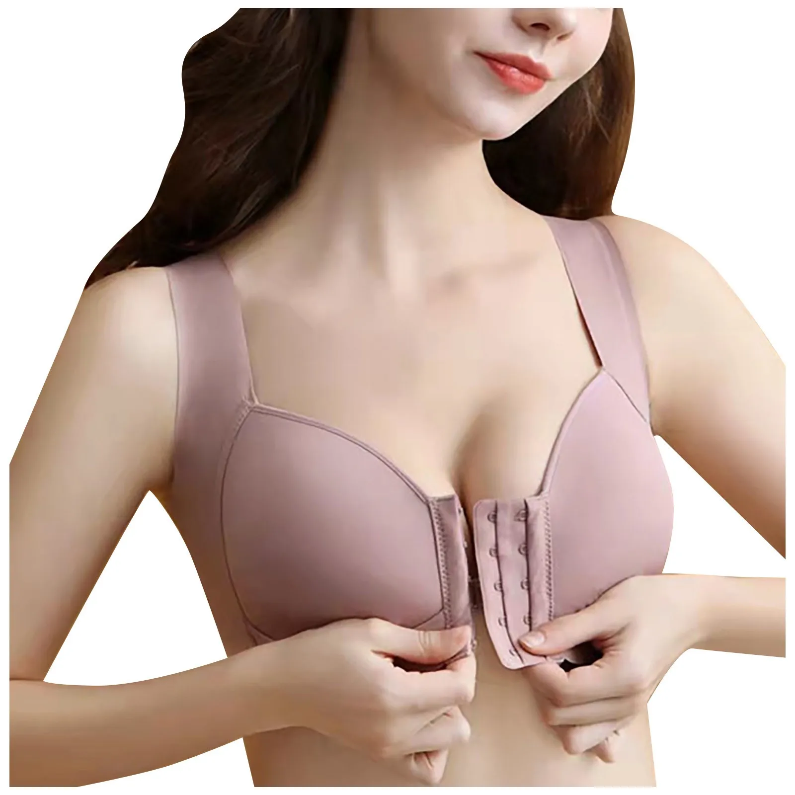 

The New Front Button Type Sexy Brassiere Anti-sagging Gathered No Steel Ring Underwear Bra Women Solid Bra Vest Back Adjustable