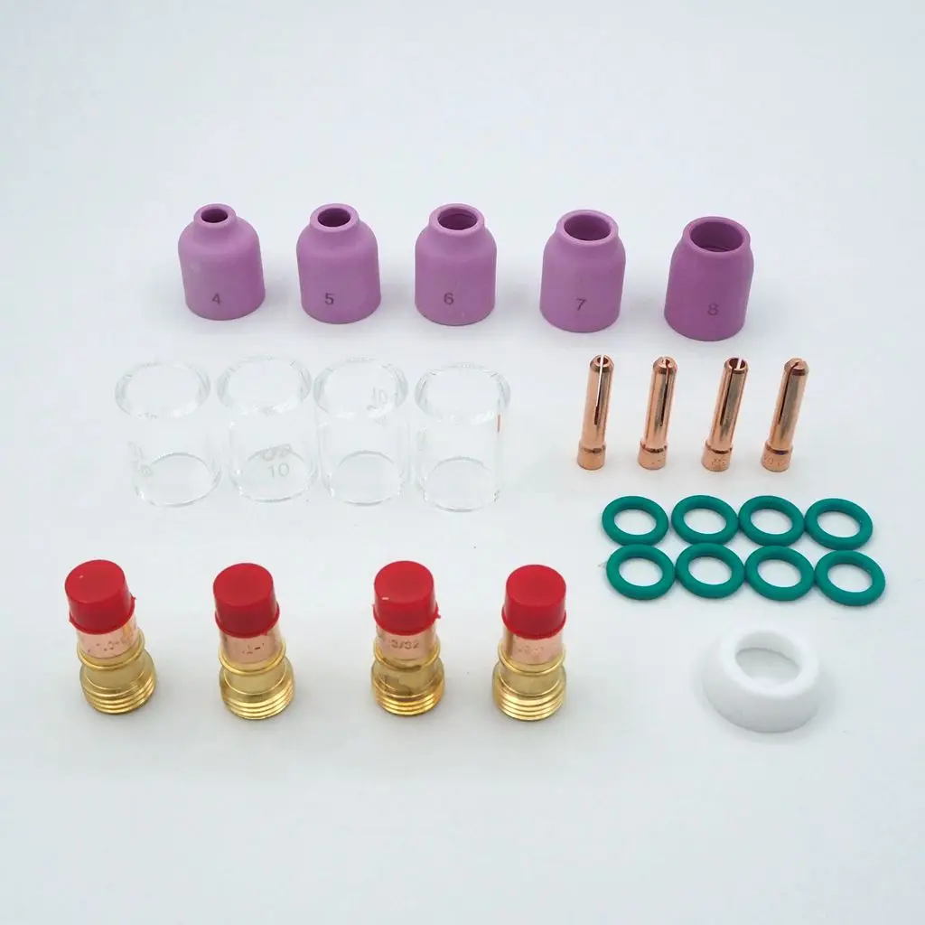 26 шт. газовая линза сварочной горелки TIG для WP17 WP18 WP26 задняя крышка цанга и