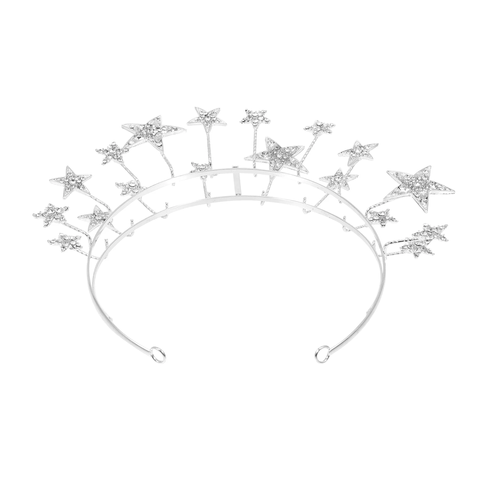 

Prom Crowns Star Headband Wedding Bridal Decor 20x18cm Shiny Hair Bride Headdress Silver Alloy Rhinestone Hairband Women's
