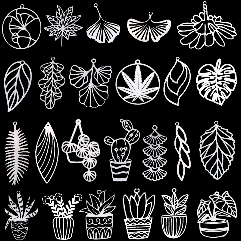 Подвески с зелеными растениями в горшке 3 шт. длинные кисточки для поделок серьги