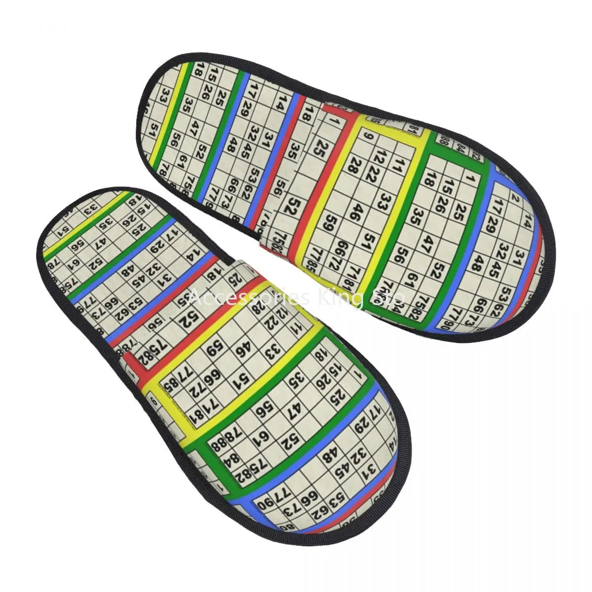 

Custom 90 Ball Bingo Paper Game Soft Memory Foam House Slippers Women Cozy Warm Anti-skid Sole Slipper