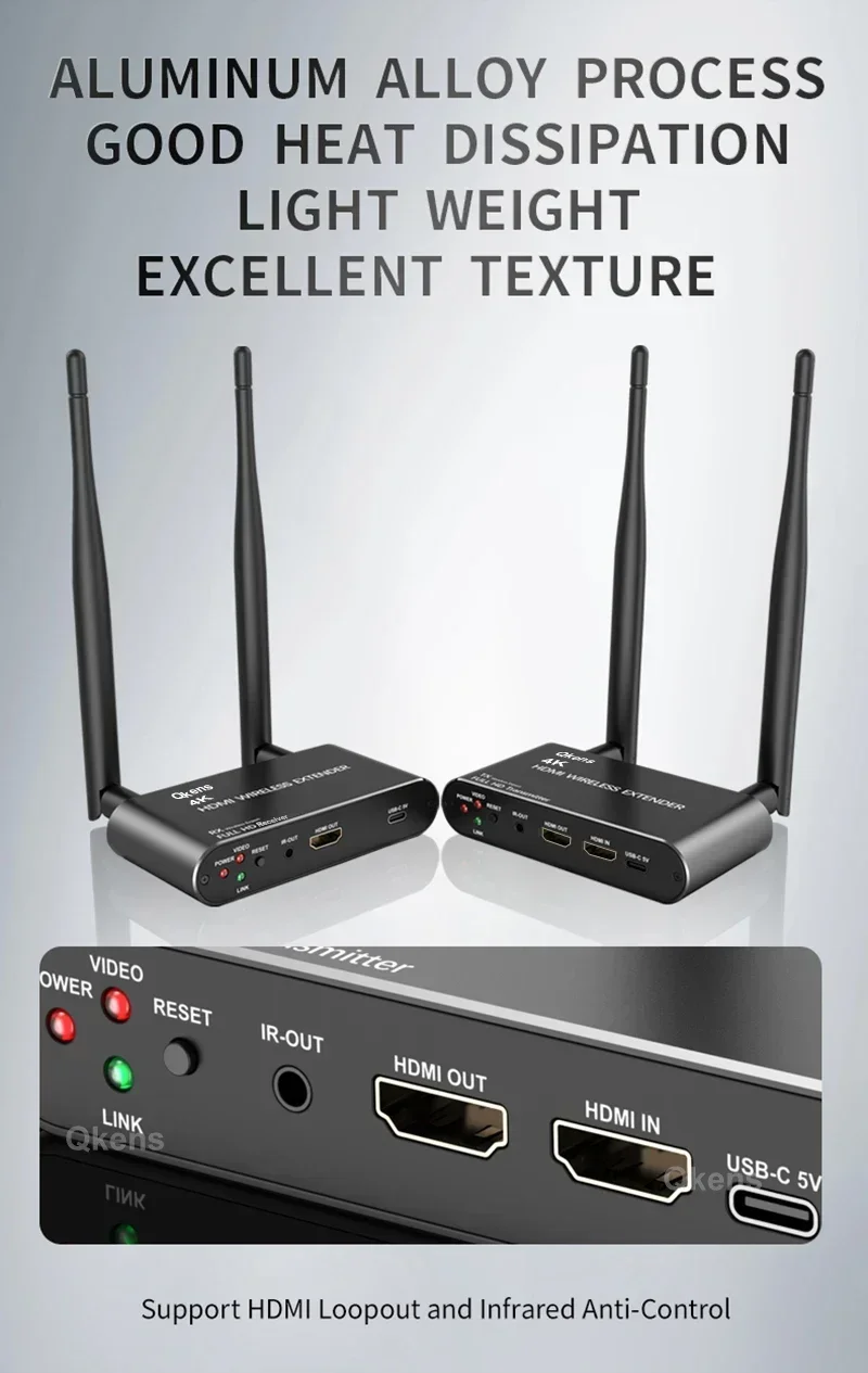Беспроводная передача 4K, видеопередатчик, приемник, 200 м, HDMI-удлинитель, экран, общий дисплей, камера, ПК к ТВ-монитор, проектор (art.: 3920cf6317ab2) - 3920cf6317ab2
